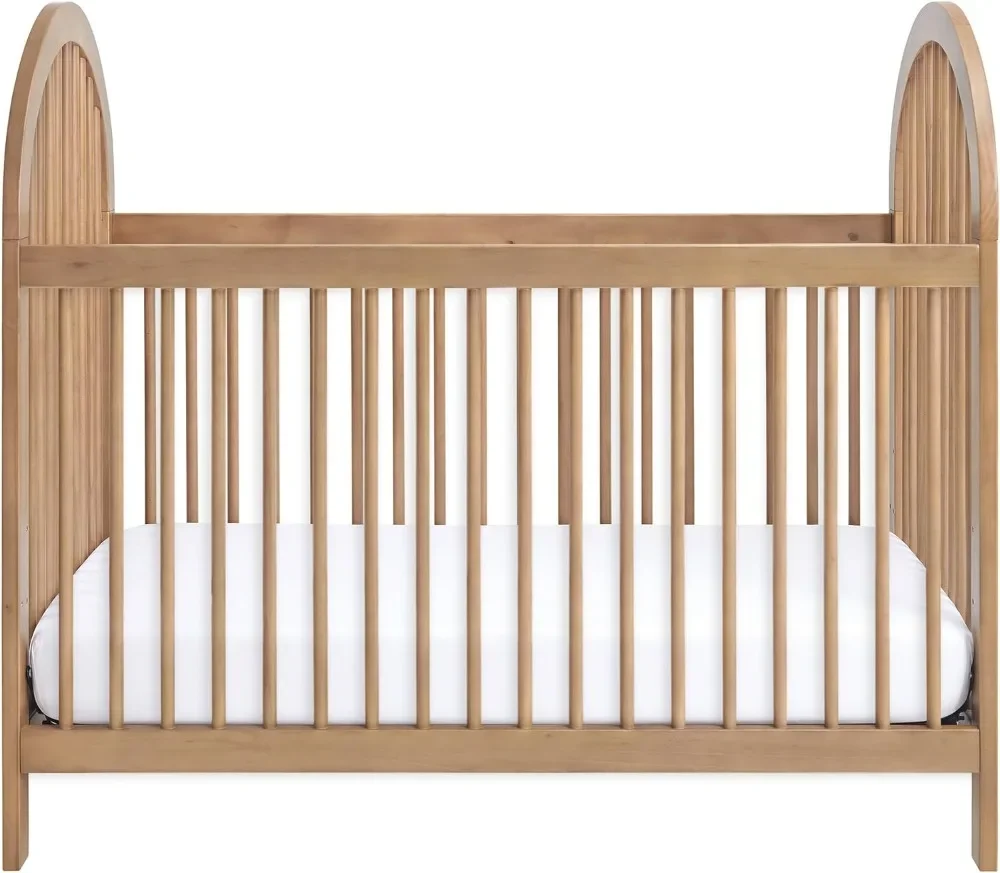 Everlee 3-in-1 Island Crib Beds for Kids , Honey Wood Baby Furniture  Boys Bed