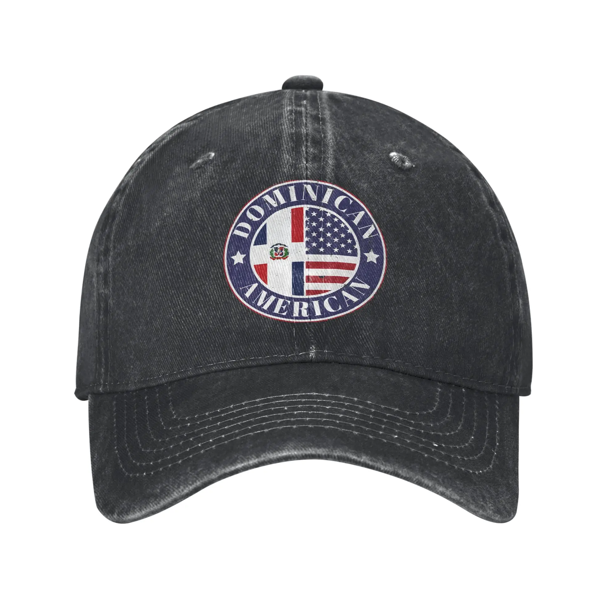 Unisex Proud Dominican-American Badge  Print Hat Vintage Distressed Washed  Baseball Cap Adjustable