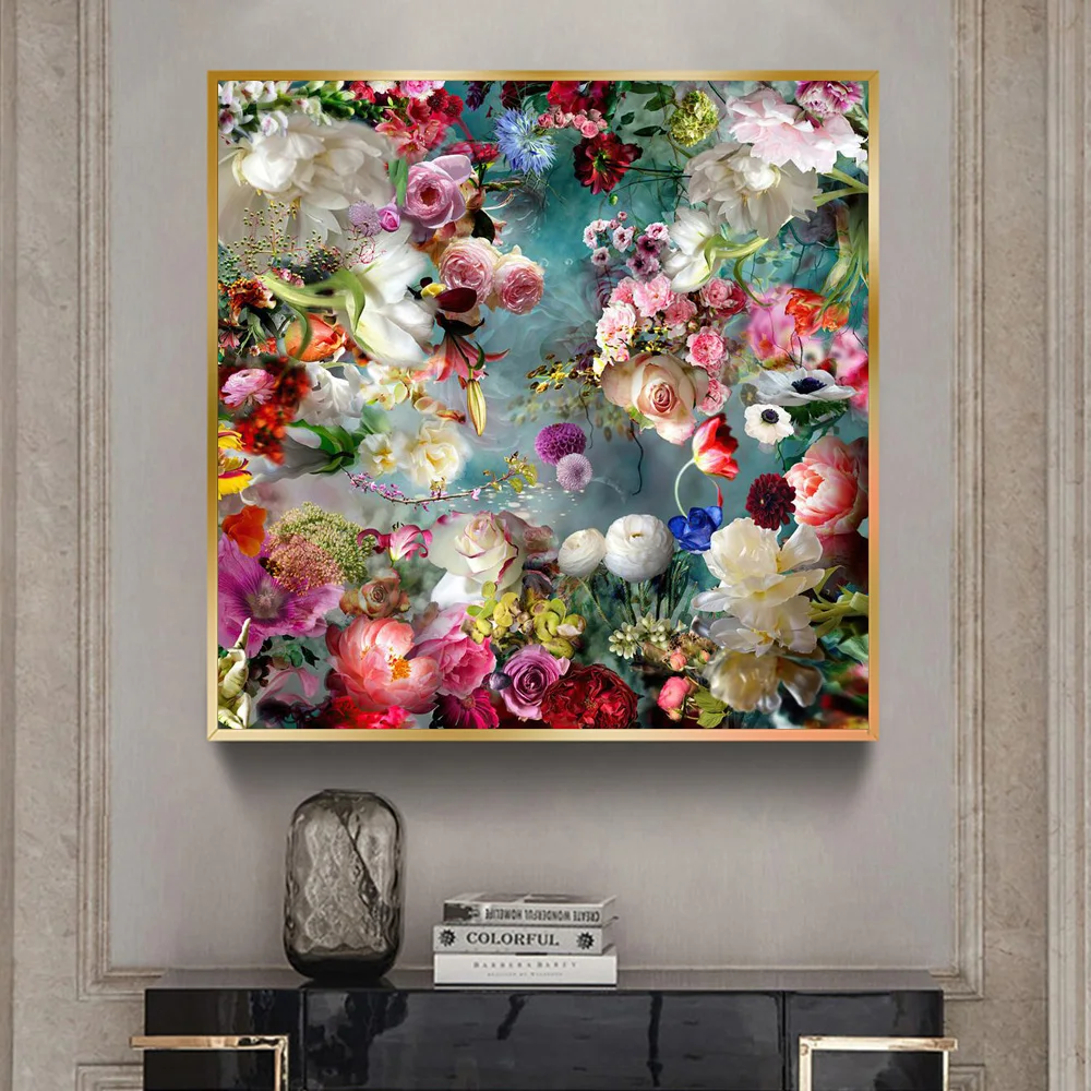 

Modern Nordic Decor Bright Peony Flower Art Painting Canvas Posters And Prints Colorful Bouquet Wall Pictures For Living Room