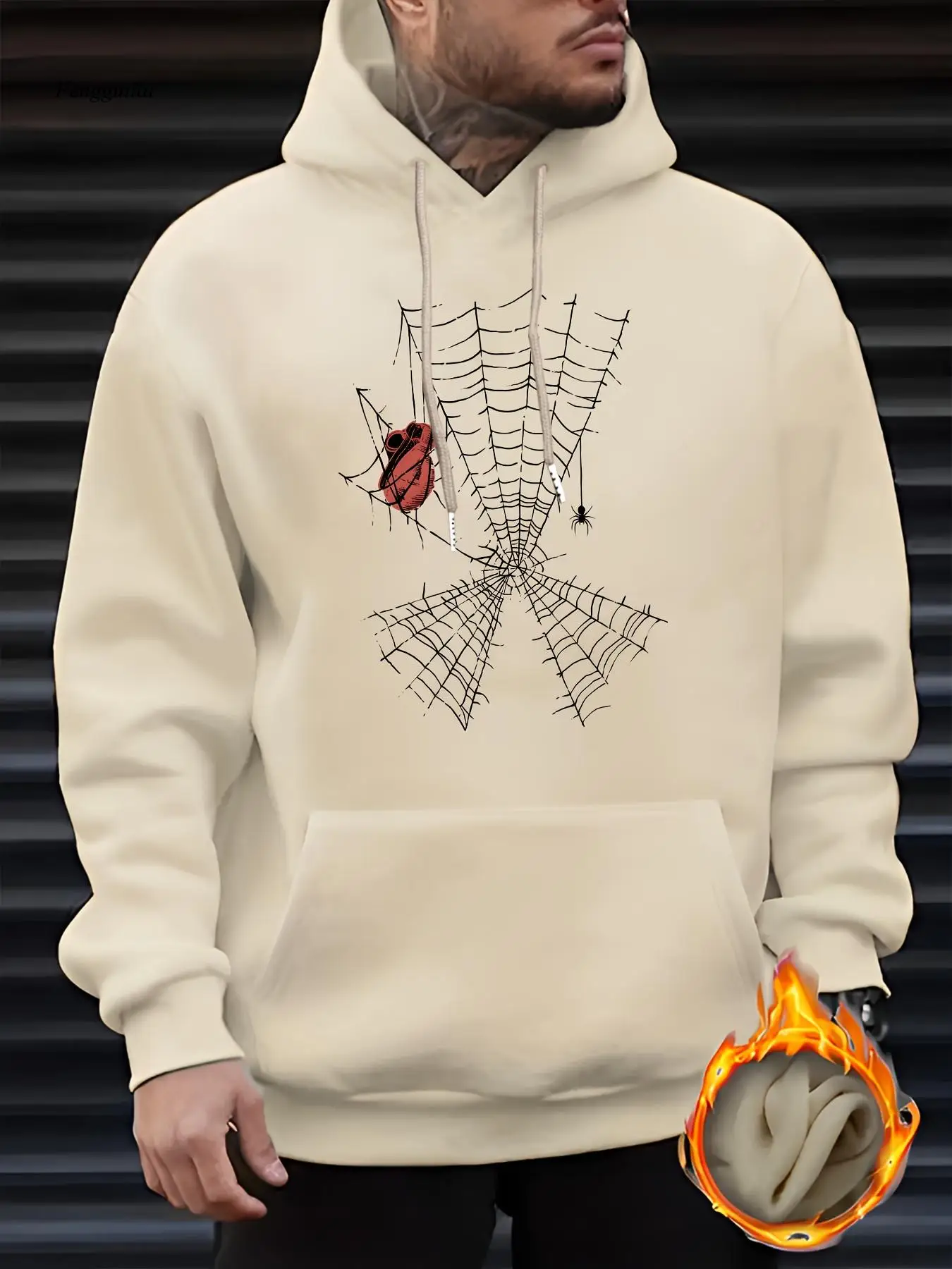 

Толстовка с рисунком «Паутина» — повседневный пуловер с капюшоном на шнурке, трикотажная ткань с легкой эластичностью, толстовка с капюшоном с длинными рукавами