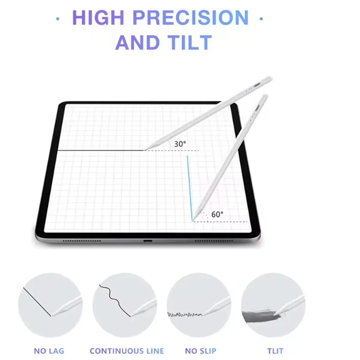 Caneta Stylus para iPad Pencil 10a Geração, 3X Quick Charge Apple Pencil com Rejeição de Palma e Sensibilidade de Inclinação, Compatível para 2