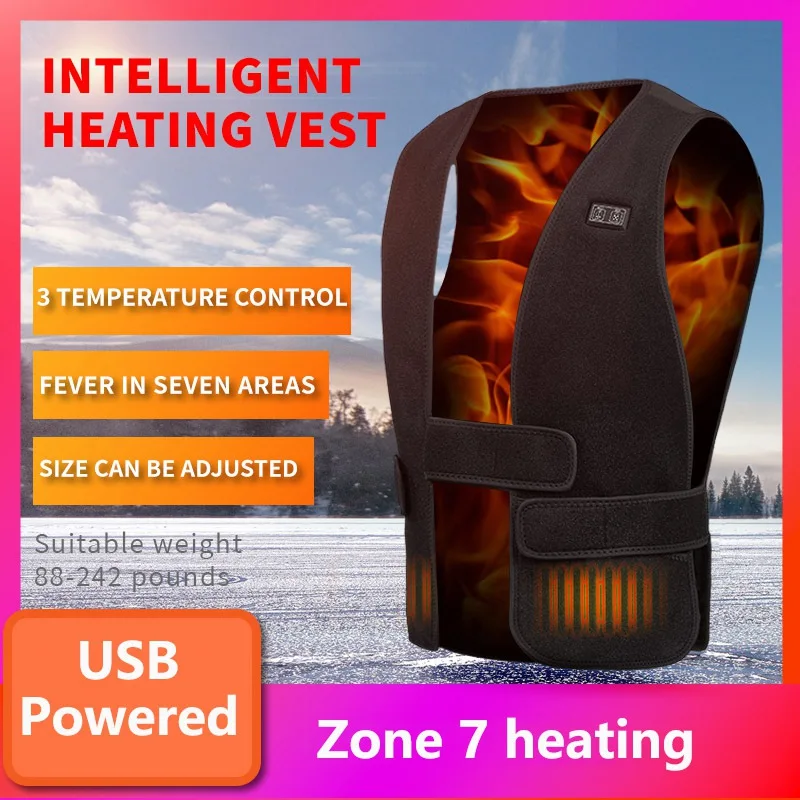 

Sports Jacket Adjustable Size Unisex 7 Areas Heated Vest USB Infrared Heating Vest Winter USB Electric Warm Heated Vest Skiing