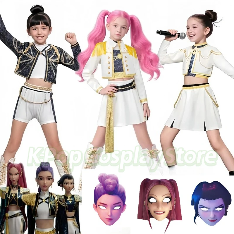 

New K-Pop Demon Hunters Zoey Rumi Mira Costume Fancy Dress Cosplay Virtual Idol Movie Cosplay for Girls' Kids Halloween Carniva