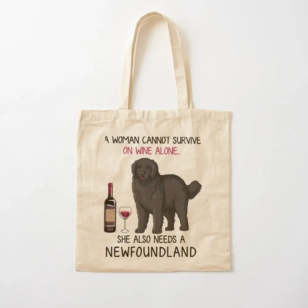 

Newfoundland and wine Funny dog Tote Bag tote bags cloth bags Women's shopper custom