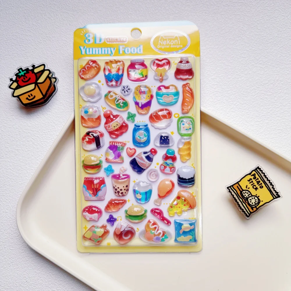 NEKONI Kreative Leckere Lebensmittel Früchte Cartoon 3D Relief Aufkleber Scrapbooking Diy Tagebuch Schreibwaren Aufkleber Dekor Nette Aufkleber