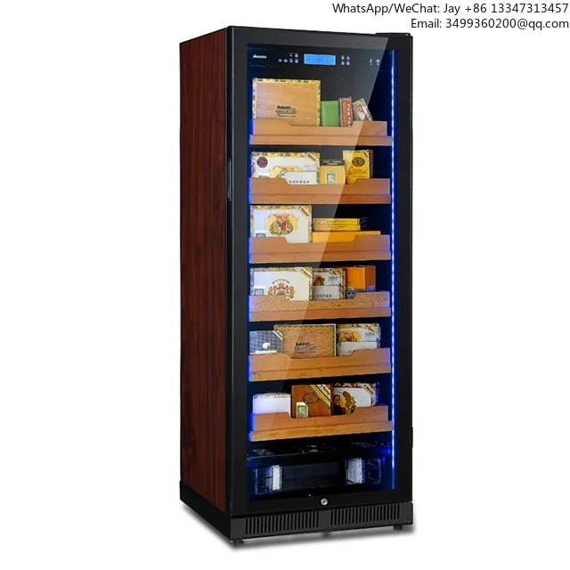 

Металлический хьюмидор на 1200 сигар с выдвижным ящиком из испанского кедра/букового дерева и ЖК-панелью управления