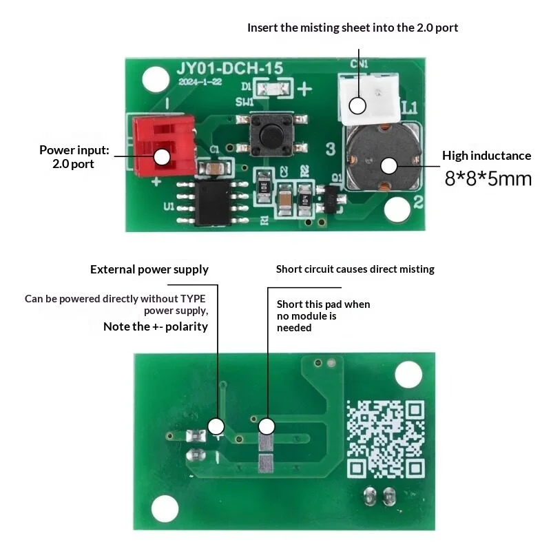 DC4.5V Single Nozzle Ultrasonic Atomization Humidifier Control Board Micron Mist With 3 AA Battery Holder
