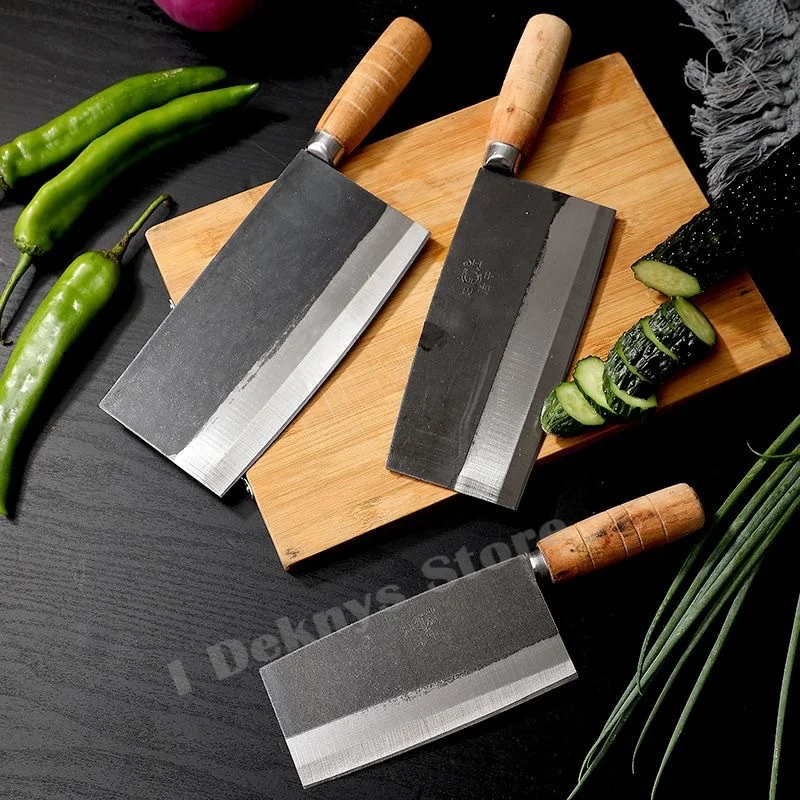 Kitchen Cleaver Slicing Chopping Knife Carbon Steel Hand Forged Knives Professional Steel Boning Meat Knife Chinese Butcher