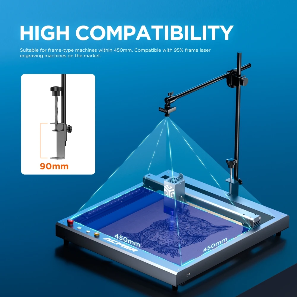 Cámara láser ACMER A500 5 millones de píxeles 100 °   Cámara industrial HD con lente gran angular para máquina de grabado y corte láser