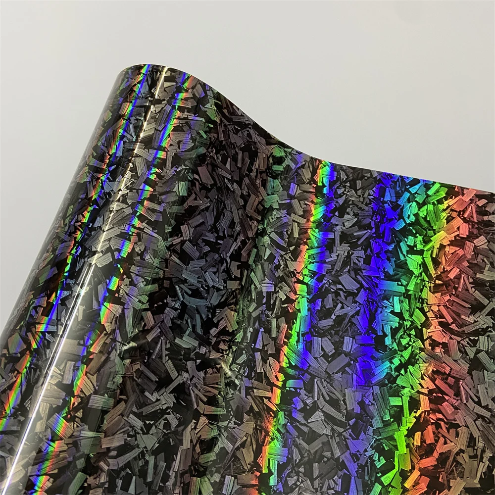 Regenbogen geschmiedete Kohlefaser-Vinyl-Wickelaufkleber, wasserdicht, Farbwechselfolie, Motorrad, Auto, geschmiedetes Carbon, Auto, selbstklebendes Vinyl