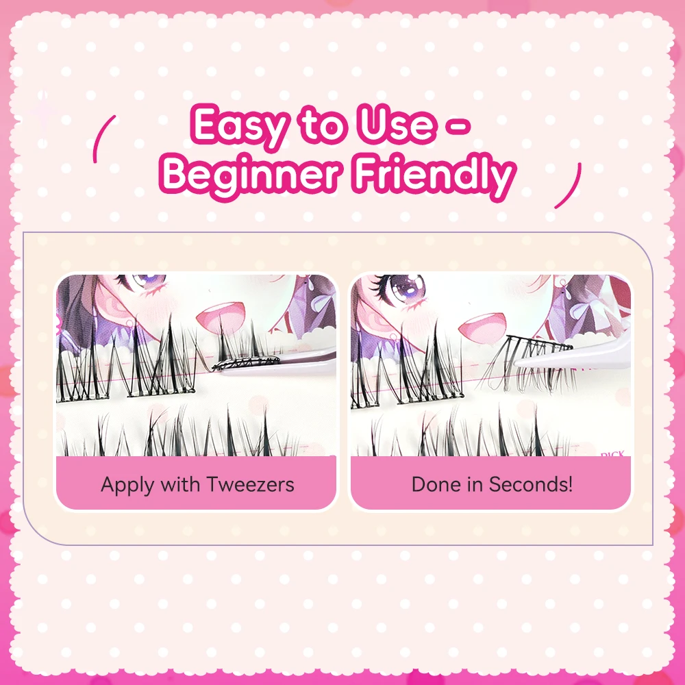 イエリックス 10列 セルフ接着まつげ 韓国風ひまわりまつげ ナチュラル グルーフリーつけまつげ クラスタ DIYまつげエクステ メイクアップ