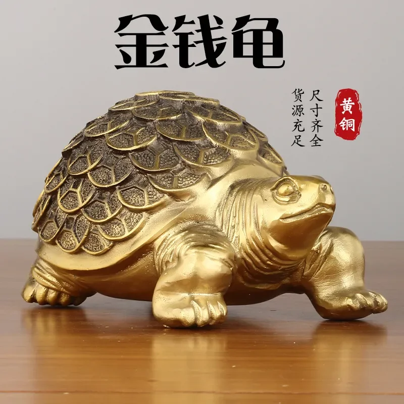 Brass Turtle Ornament Money Turtle Golden Crafts Office Living Room Ornament Copper