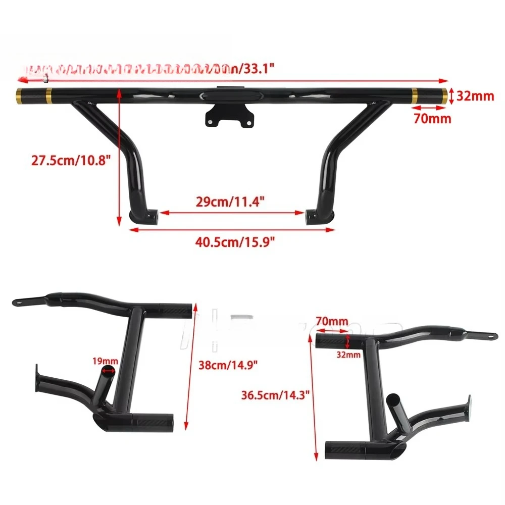 Motorcycle Aluminum Crash Bar Engine Bumpers Guards Production Bars for Harley Touring Models 2014+ Road Glide Models 2014-2023