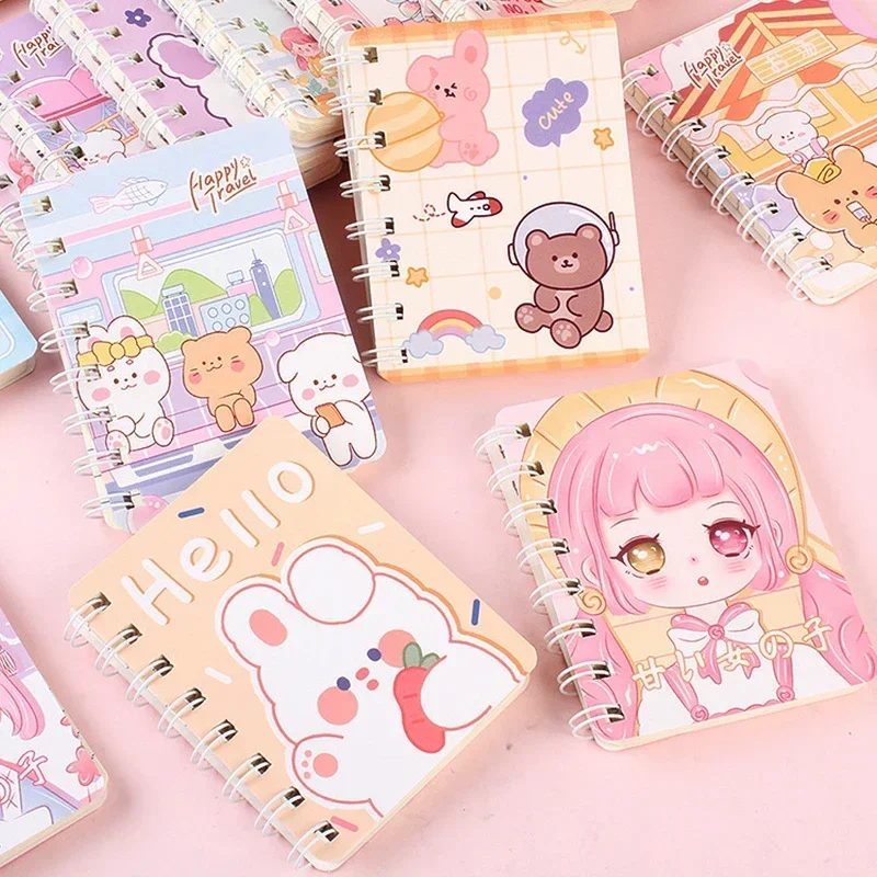 Criativo Cartoon Bobina Livro, Abastecimento Escolar Estudante, Notebook de bolso, Sketchbook, Portátil Mini Notepad, Papelaria Kawaii, 80 Folhas, 1Pc