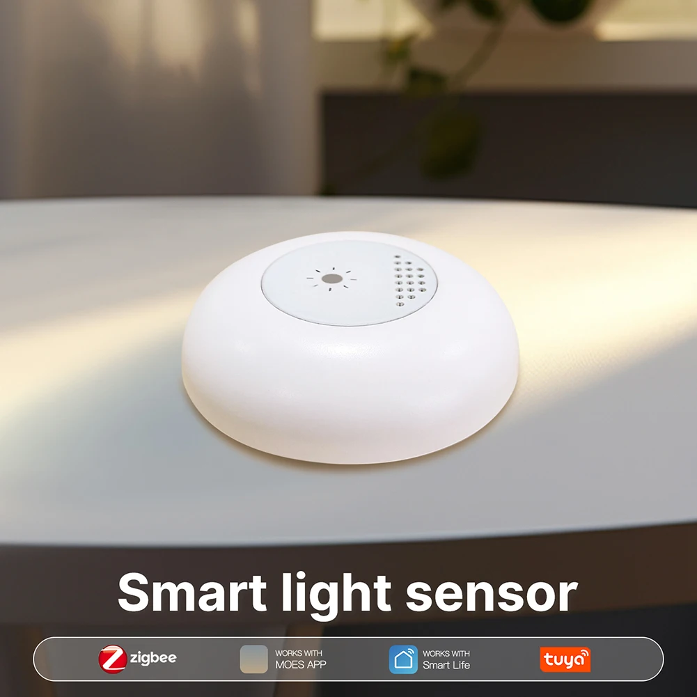 Sensor de luz inteligente Tuya Zigbee, iluminación, detección de brillo, Control por aplicación, Detector de automatización de luz para el hogar, funciona con Smart Life