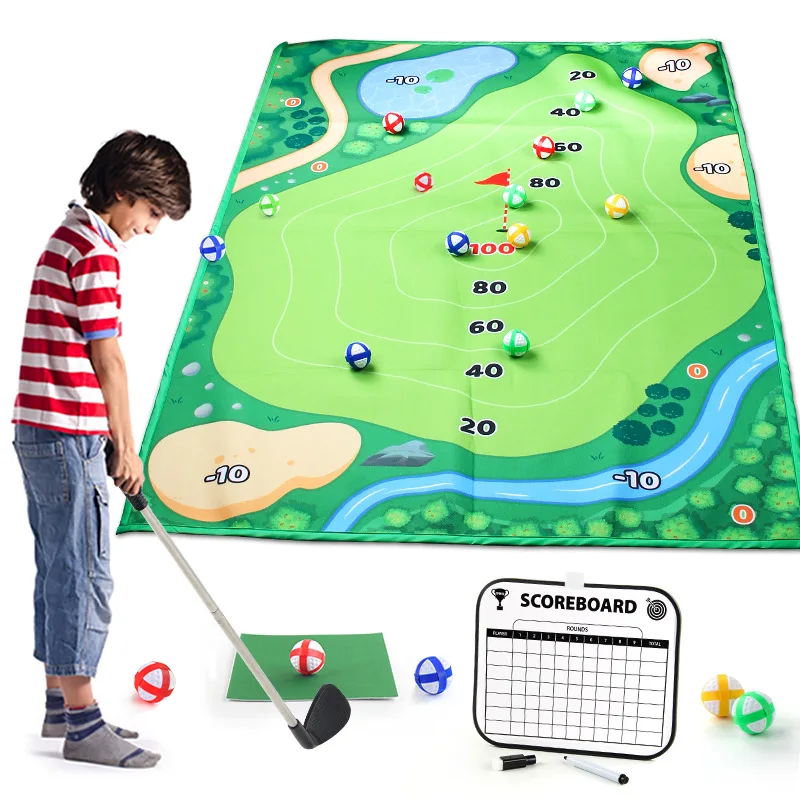 Juego de alfombrilla de Golf para niños, artículos deportivos, palos de Golf para interiores y exteriores, juguetes deportivos y de ocio, múltiples modos de práctica de Golf