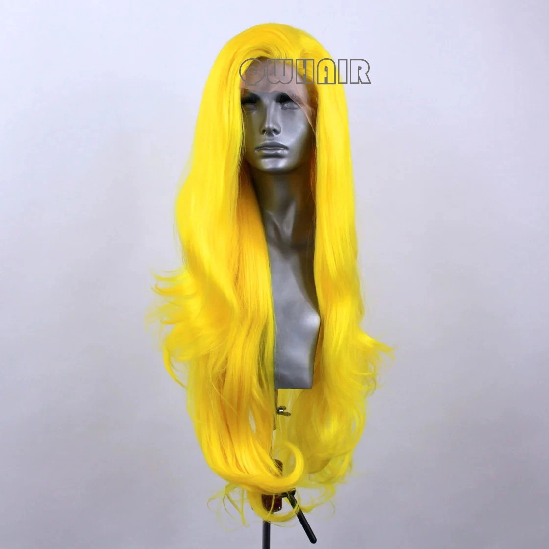 

QW синтетические волосы желтые объемные волны мягкий 13X4 парик фронта шнурка для женщин бесклеевое термостойкое волокно косплей на каждый день