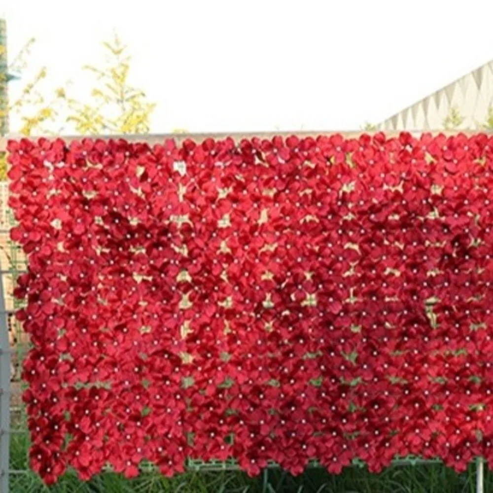 Plastic Artificial Flower Fence Screen Removable Realism Hydrangea Artificial Flower Wall Anti Fade Feature UV Protection