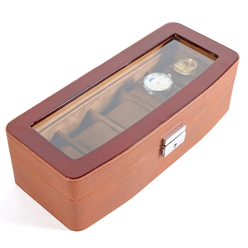 Woodiness Watch Case Storage Box Leather 5 Slots Luxury Shockproof Watch Storage Box Organizer Watches Accessories Holiday Gift