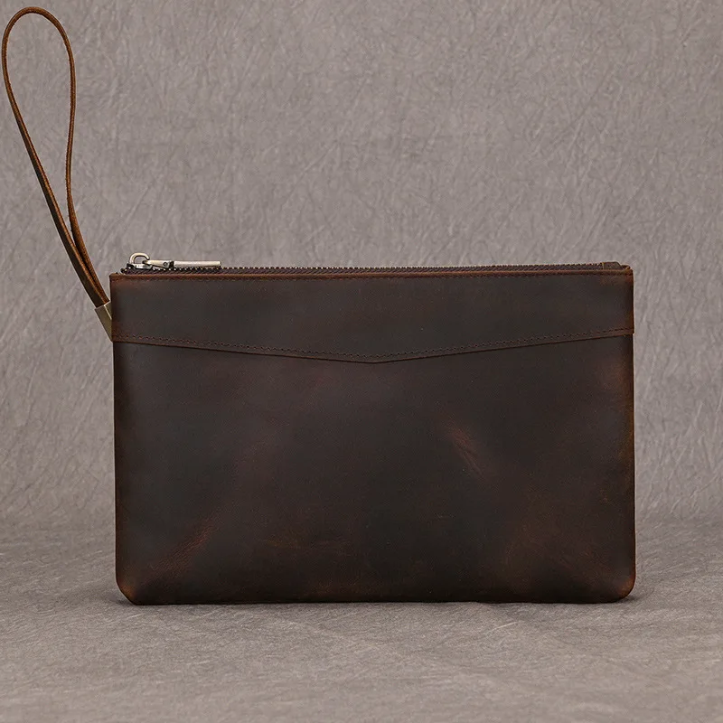 Men's Double Zipper Clutch Wallet Long Genuine Leather Phone Bag Purse Large Size Coin Card Holder Money Wallet SAC