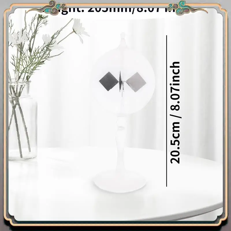 Durable 20.5Cm Glass Windmill Solar Powered Crookes Radiometer Light Mill/Educational Teaching Study Tool/Office Home Decoration