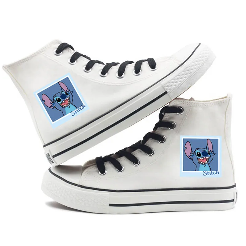 Kawaii Disney Stitch Canvas Shoes Cartoon Men\'s/women\'s High-Top Sneakers Summer Versatile Breathable Couple Shoes Birthday Gift