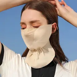 Ice Silk Sunscreen Mask Scarf Thin Breathable Face Mask Summer Anti-UV Half Face Cover Women's