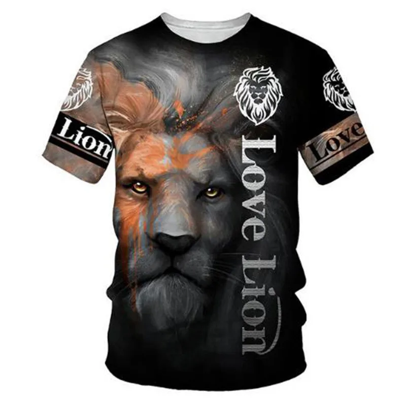 3D ライオン動物柄プリント Tシャツ新  ソースホームクロスボーダーホットセール春秋漫画アニメーションスタイル