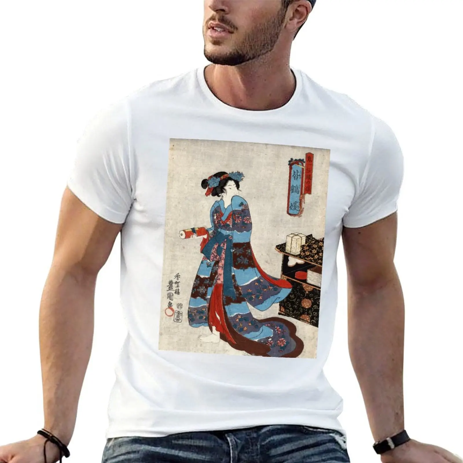 Футболка Princess Minatsuru- Kunisada Utagawa-1843, футболки с аниме, футболка большого размера, мужская дизайнерская футболка