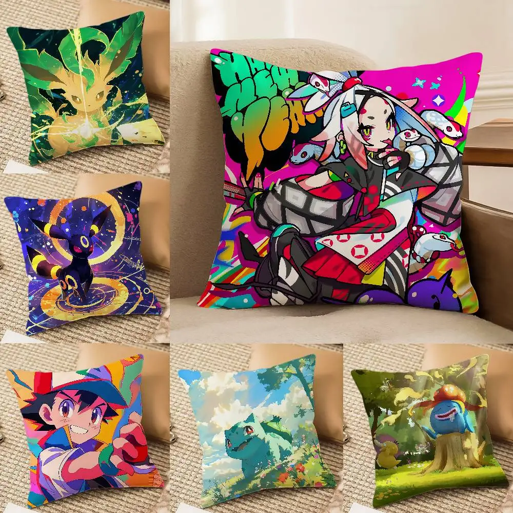 Pokemon Classic Character Series Plush Pillow Cover Soft Short Plush Cushion Cover For Sofa Bedroom Home Decor Gift