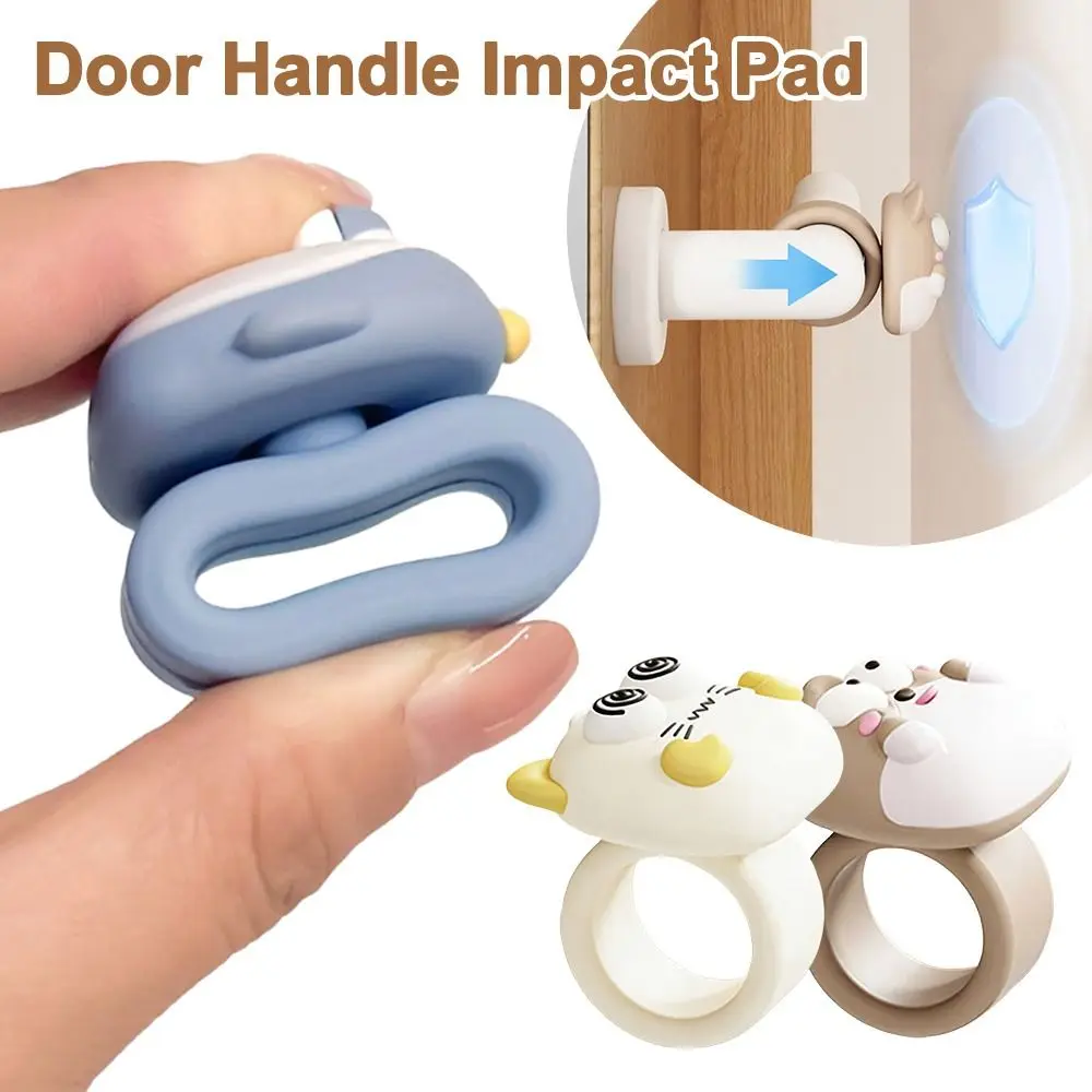 Silicone Door Handle Impact Pad Anti-Shock Punch-free Door Stopper Silent Cartoon Door Handle Anti-collision Ring