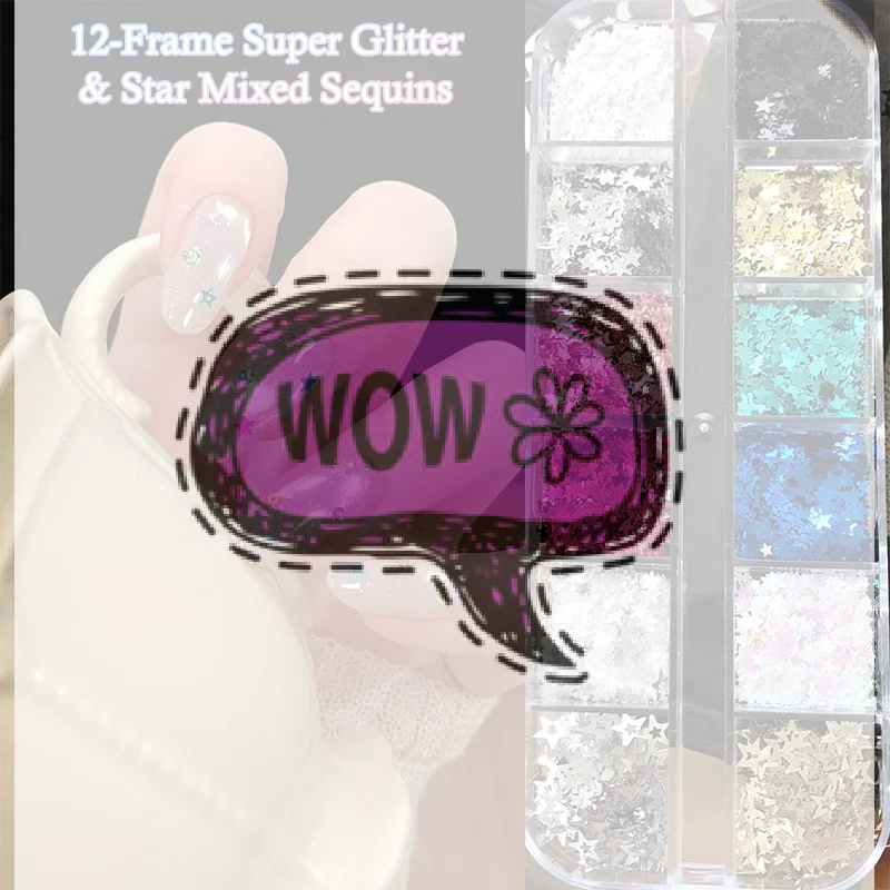 Star Sequin Mixed Five-pointed Star Wave Point Colorful Laser Nail Glitter Nail Art Charm Decoration DIY Manicure Accessories