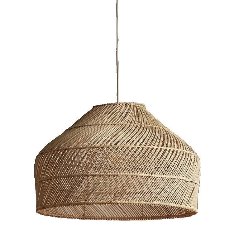 Wabi Sabi Hanging Chandelier Light Fixture Vintage Rattan Pendant Lamp for Dining Room Bedroom