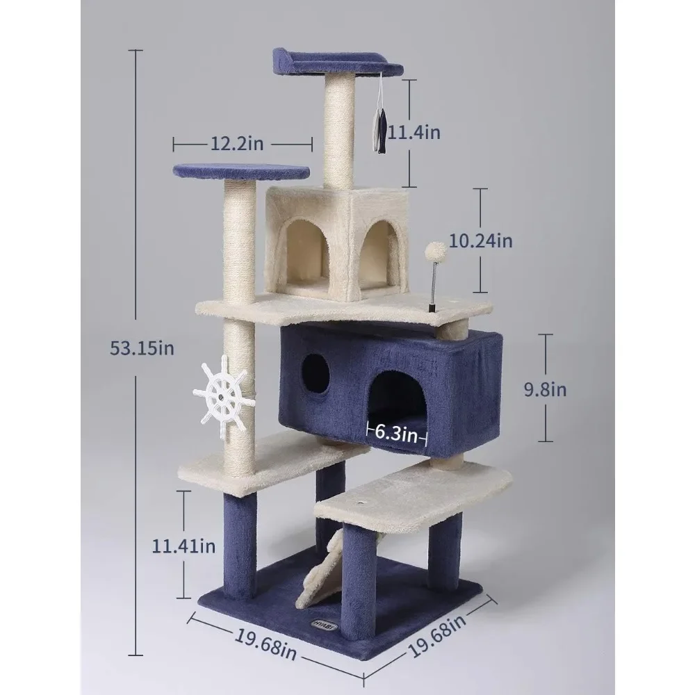 Imagem -06 - Cat Tree Tower Condo Móveis Plush Condo Plataforma Gatinho Scratch Posts Toy Fish Pet Home Apartamento Condomínio Gatinho