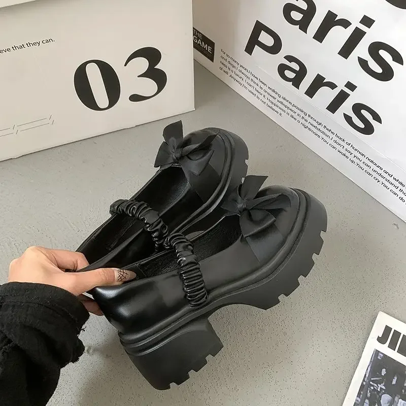 2024 New Fashion Buckle Women's Pumps Spring Autumn Mary Jane Round Toe Solid Butterfly Knot Platform Casual Ladies Shoes image 6