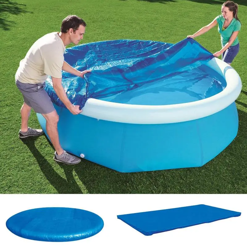 Above Ground Pool Dust Cover Round/Protector Rectangle Cover Reduce Water Evaporation Hot Tub Spa Pool Cover