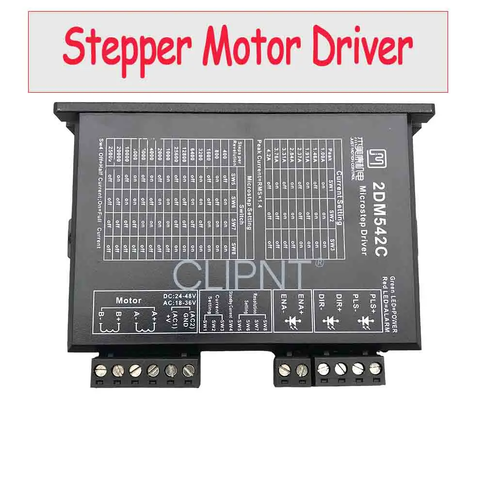 1PC Stepper Motor Driver 2DM542 Two Phase Output 24-48VDC 4.2A Hybrid Drive Motor for CNC Router Milling Machine