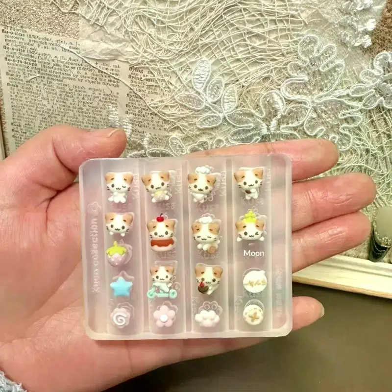 3D Relief Silicone Nail Art Molds Cartoon Animal Cat Design DIY Nail Art Decorations Transparent Manicure Template