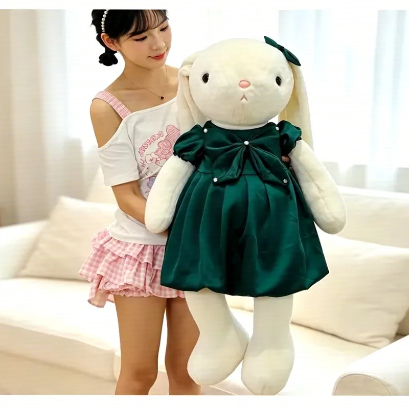 Princess Dress Long Ear Rabbit Plush Doll Sweet Bunny Toy Soft Fluffy Puppy Plushie Skirt Rabbit Companion Doll Gift for Girls