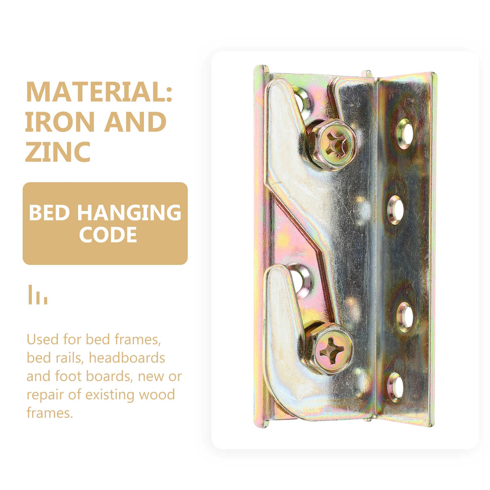

4 Pcs Frame Connectors Bed Rail Fasteners Heavy Duty Galvanized Rust Proof Brackets Furniture Parts Wooden Frames Fasteners