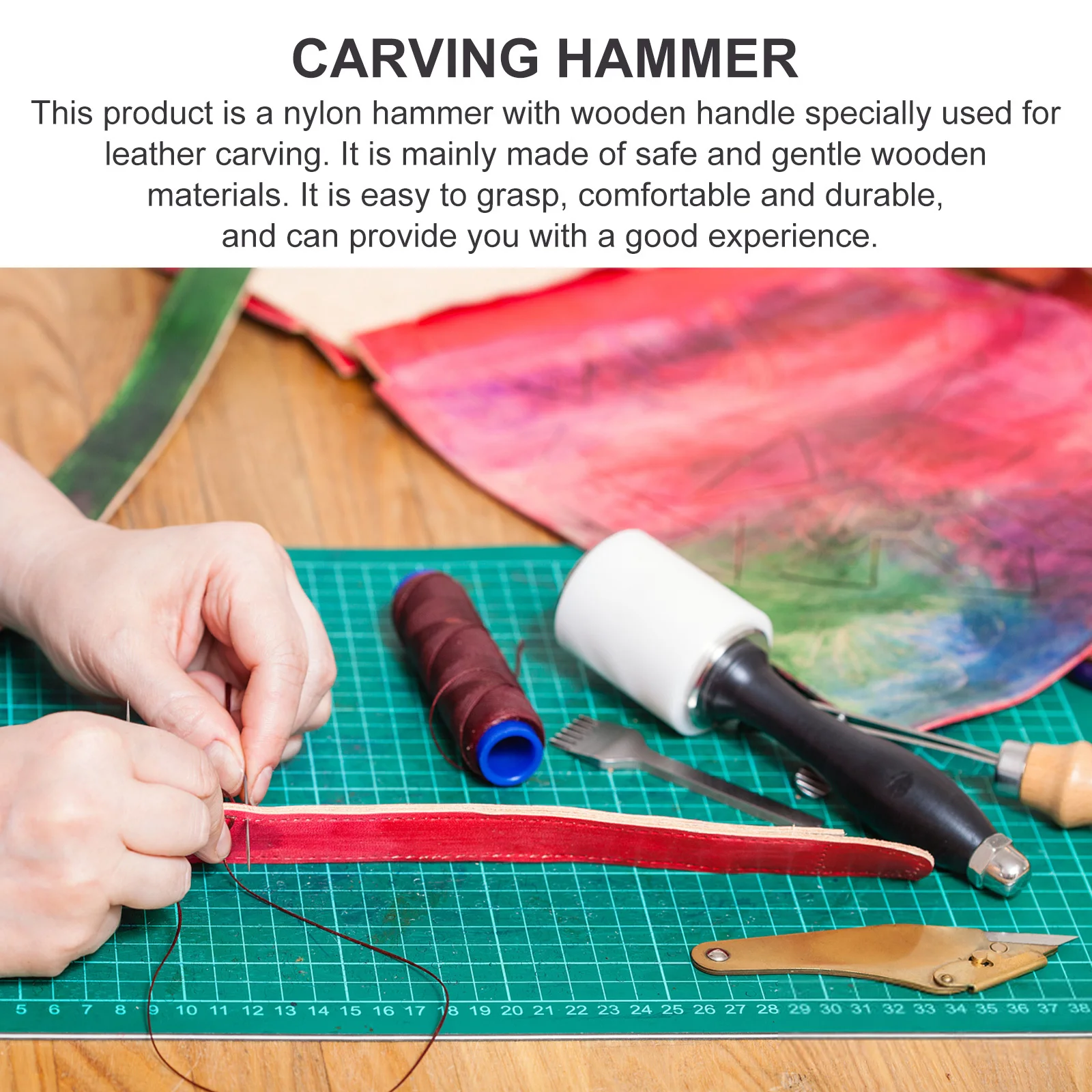 

1Pcs Carving Hammer Wood Handle Ergonomic DIY Tool Craft Engraving Printing Hammer for Leatherwork