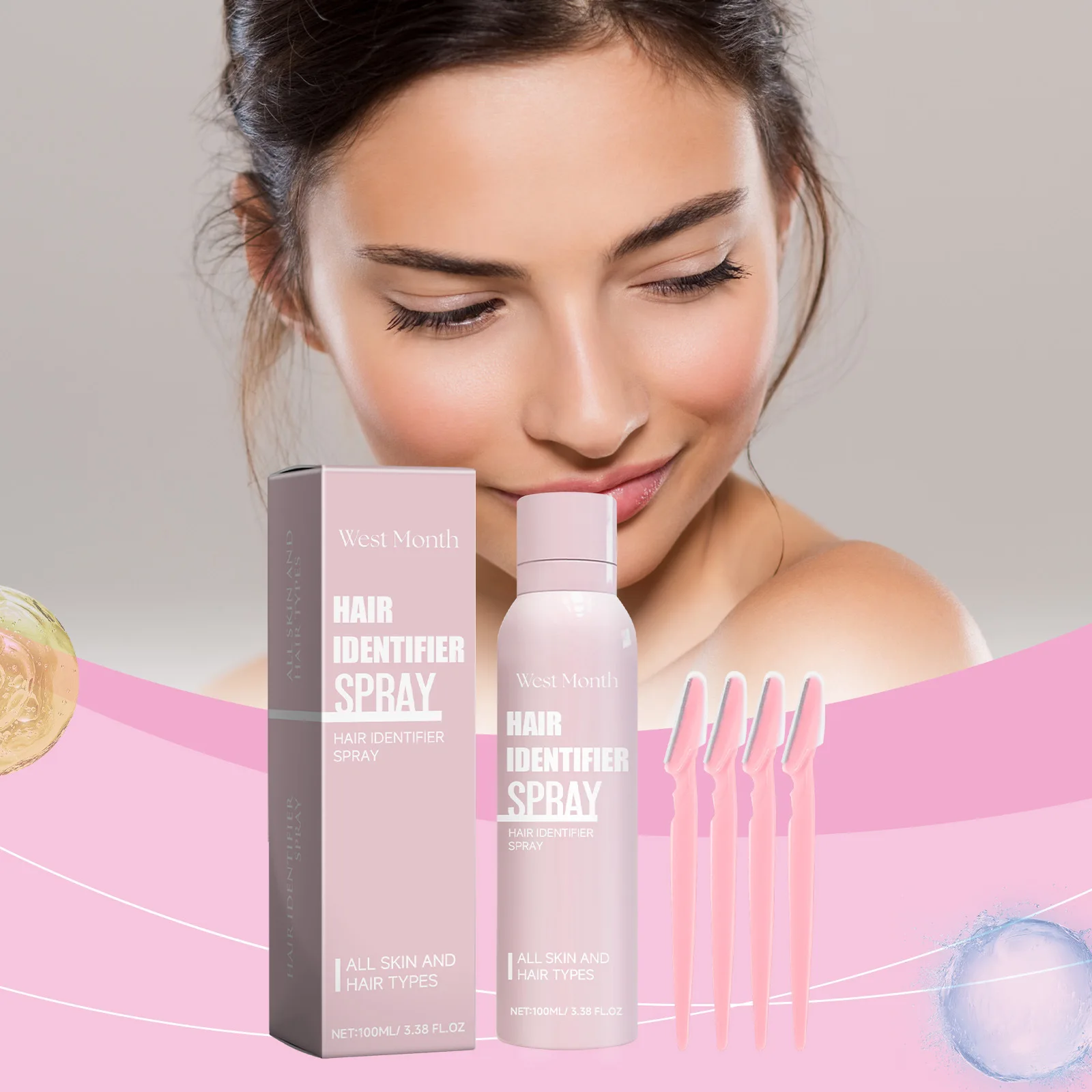 West Month Hair Identifier Spray for Dermaplaning Painless Calming Skin Soothing Shave Face Treatment Anti Hair Growth Inhibitor