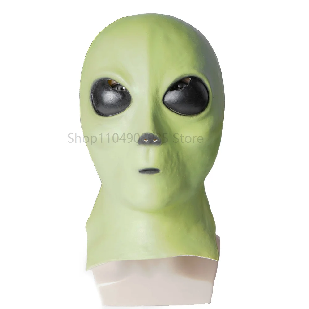 

2025 New Arrival Gray UFO Men Latex Face Masks For Halloween Party Adult Green gray Alien Full Mask