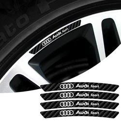 4pcs Carbon Fiber Vinyl Car Wheel Rim Stickers Decoration For Audi Sline Quattro RS S TT A1 A2 A3 A4 A5 A6 A7 A8 Q1 Q2 Q3 Q5 Q6