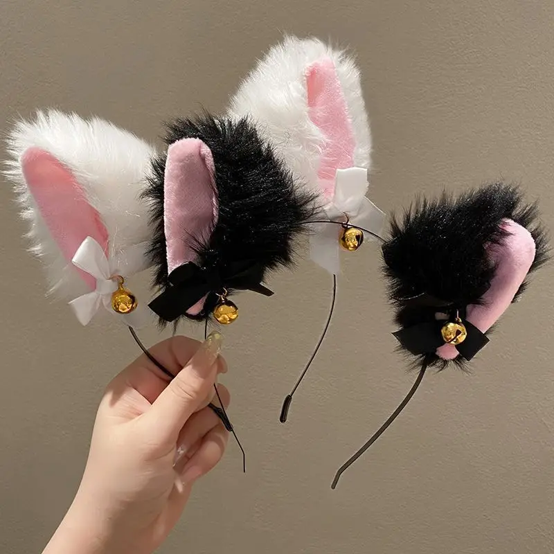 Bell Girl Cat Hair Clip Personality Lolita Maid Hair Clip Bow Tie Cosplay Cat's Ears Steamed Cat-ear Shaped Bread Hair Hoop
