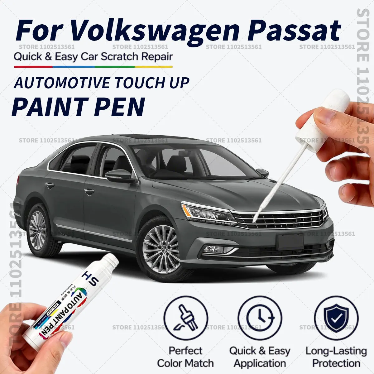 Quick Dry Car Touch Up Paint Pen Auto Scratch Repair Brush for Paint Chips Scratches and Scuffs For 1973-2025 Volkswagen Passat