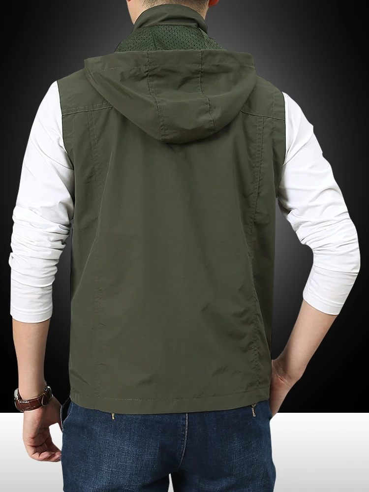 Spring Men's Fiing Casual Jaet Qui Dry Thin Loose Large Size Workwear Vest Outdoor Leisure Faion Urban Sle