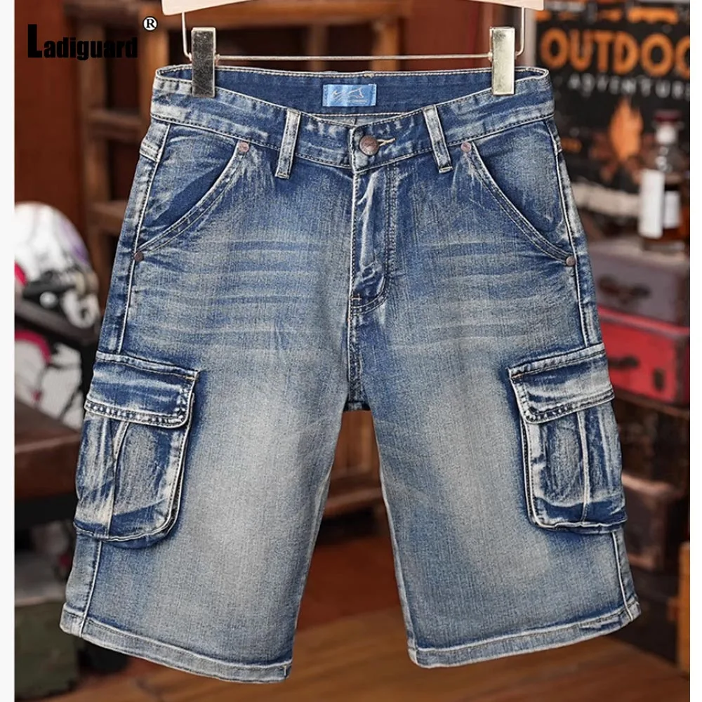 

Plus Size Mens Cargo Demin Shorts 2025 New Summer Half Pants Fashion Zipper Pocket Short Jeans Men Outdoor Vintage Demin Shorts