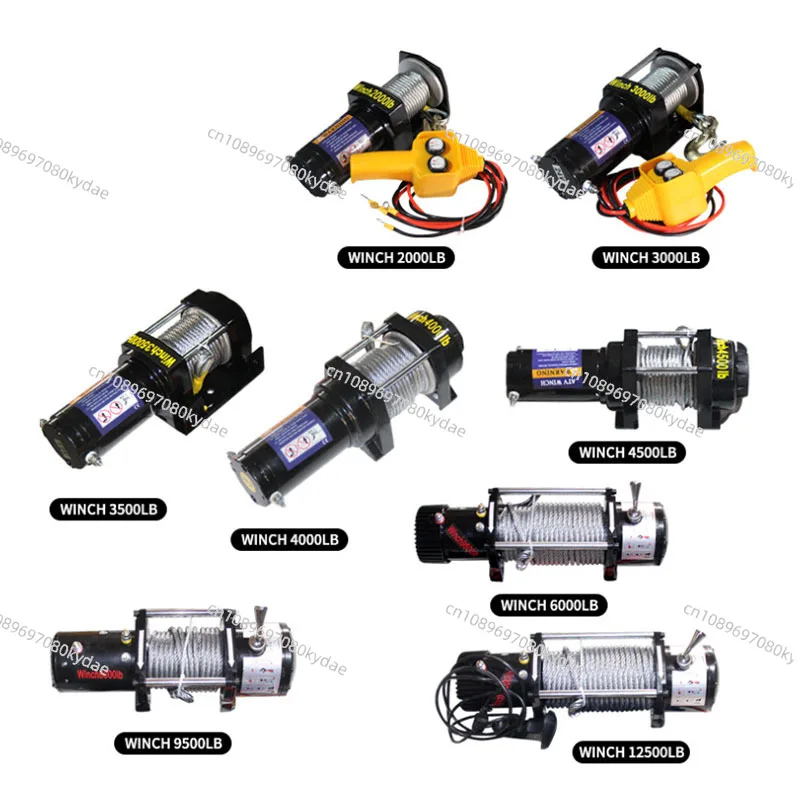 12V/24V Electric Off-Road Vehicle Winch Heavy Duty Car Traction Self-Rescue Recovery Tool for SUV Truck ATV