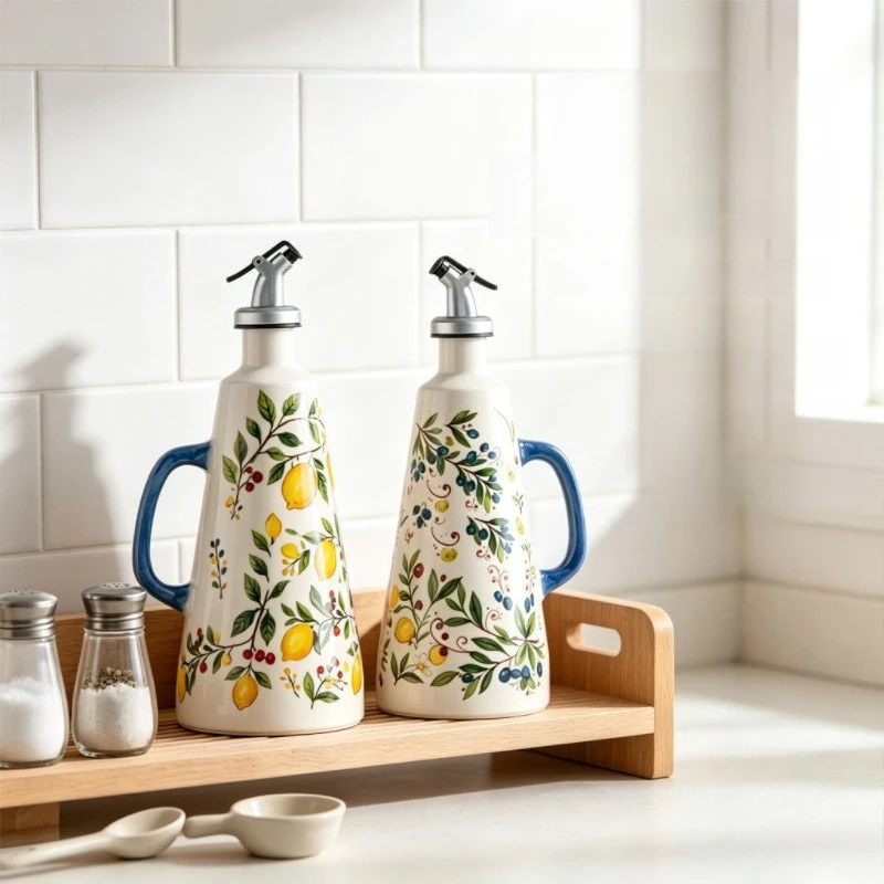 Ceramic Oil Dispenser Bottle Decorative Seasoning Bottles Modern Luxury Spice Jars Creative Elegant Kitchen Vinegar Storage Jar